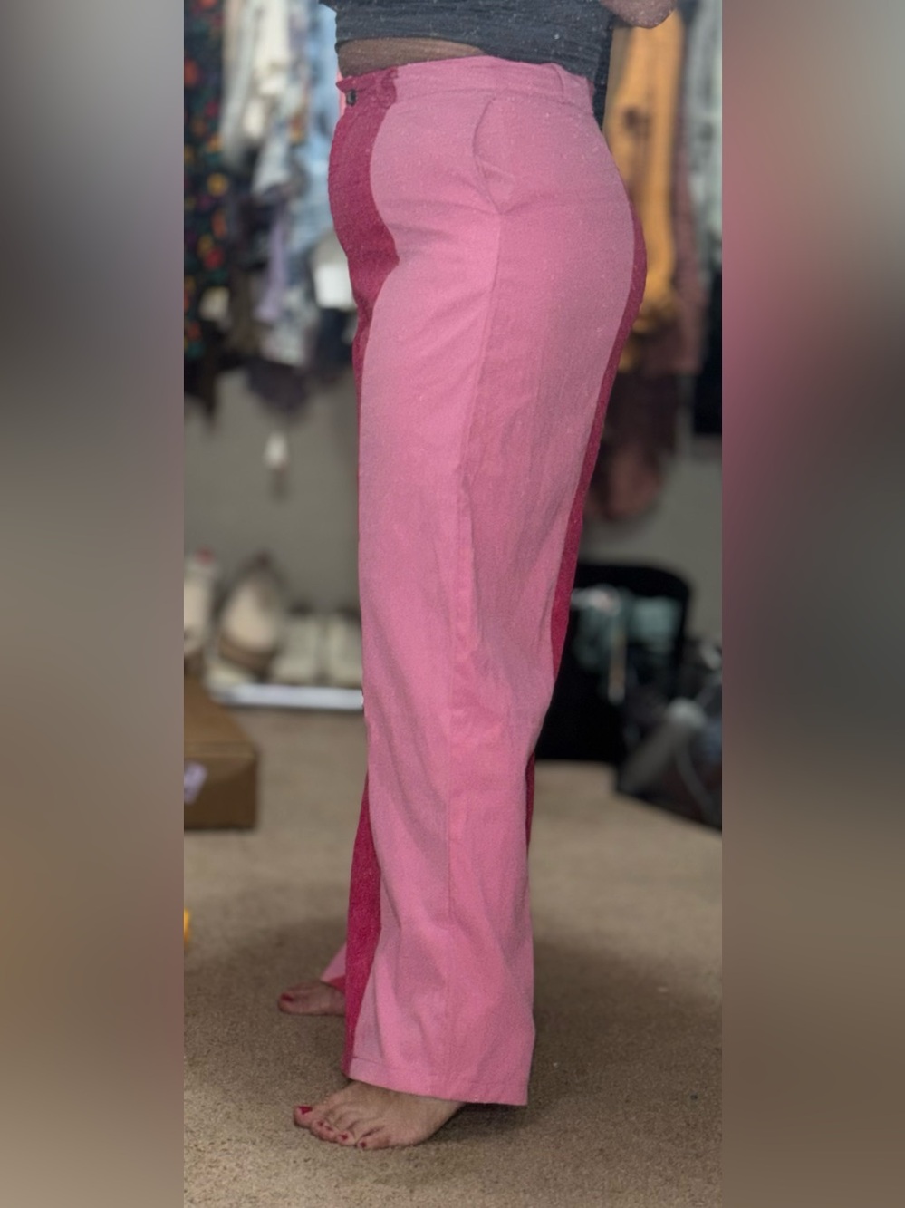 Colorblock Pink Wide-Leg Pants - Picture 2 of 5